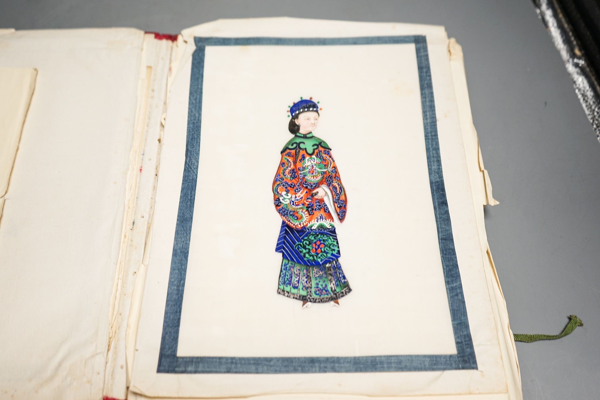 Three albums of assorted 19th century Chinese pith paintings of trades, mandarin figures and boats